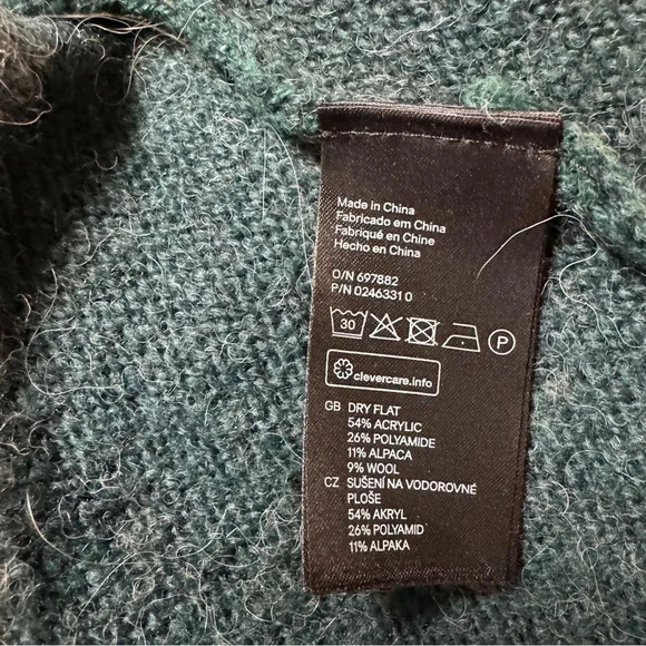 H&M Green Oversize Drop Shoulder Sweater Tunic / Dress Alpaca Wool Size XS / S - Picture 5 of 5